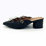 Vizzano 1220-370 Block Heel Mule in Black