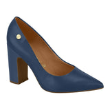 Vizzano 1285-400 Block Heel Pointy Toe Pump in Navy Napa